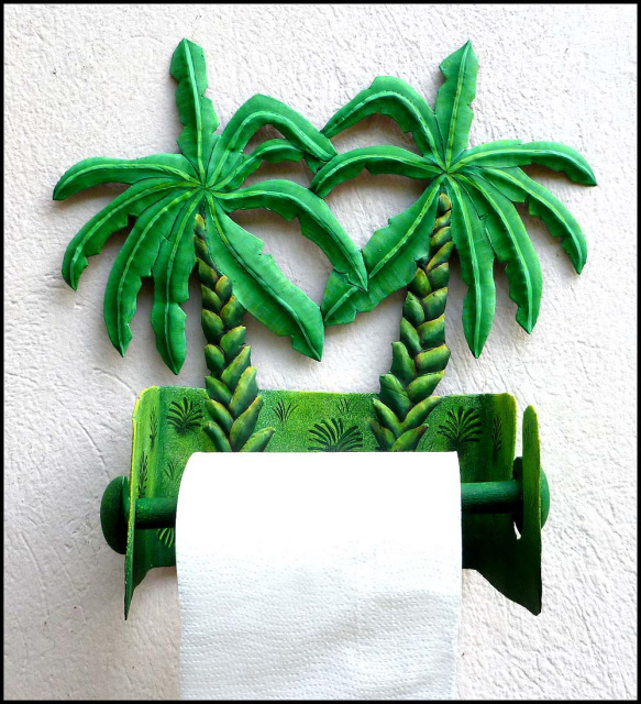 Painted Metal Toilet Paper Holders - Tropical Designs