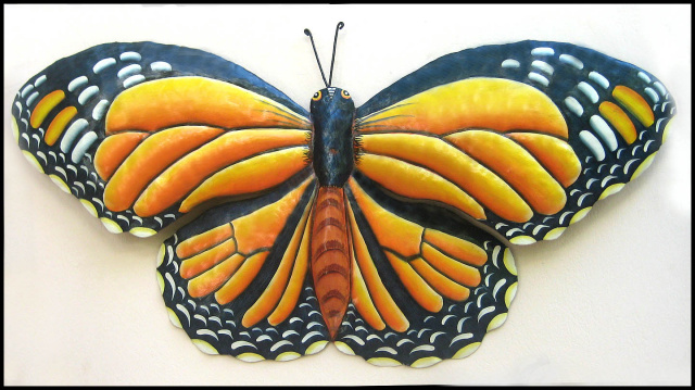 Monarch butterfly wall art, Painted Metal Butterfly wall hanging.