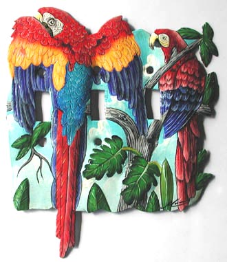 Scarlet Macaw Parrot Switchplate Cover - Hand Painted Tropical Home Decor 