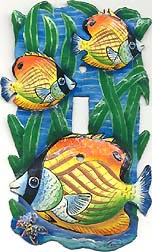 Switchplate - Tropical Fish Painted Metal Switch Plate Cover - Single