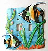 Switchplate Cover, Painted Metal Moorish Idol Tropical Fish, Light Switch